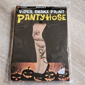 Viper Snake Print Pantyhose One Size Fits Most New